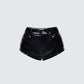 Sible Black High Shine Stud Belted Shorts