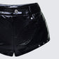 Sible Black High Shine Stud Belted Shorts