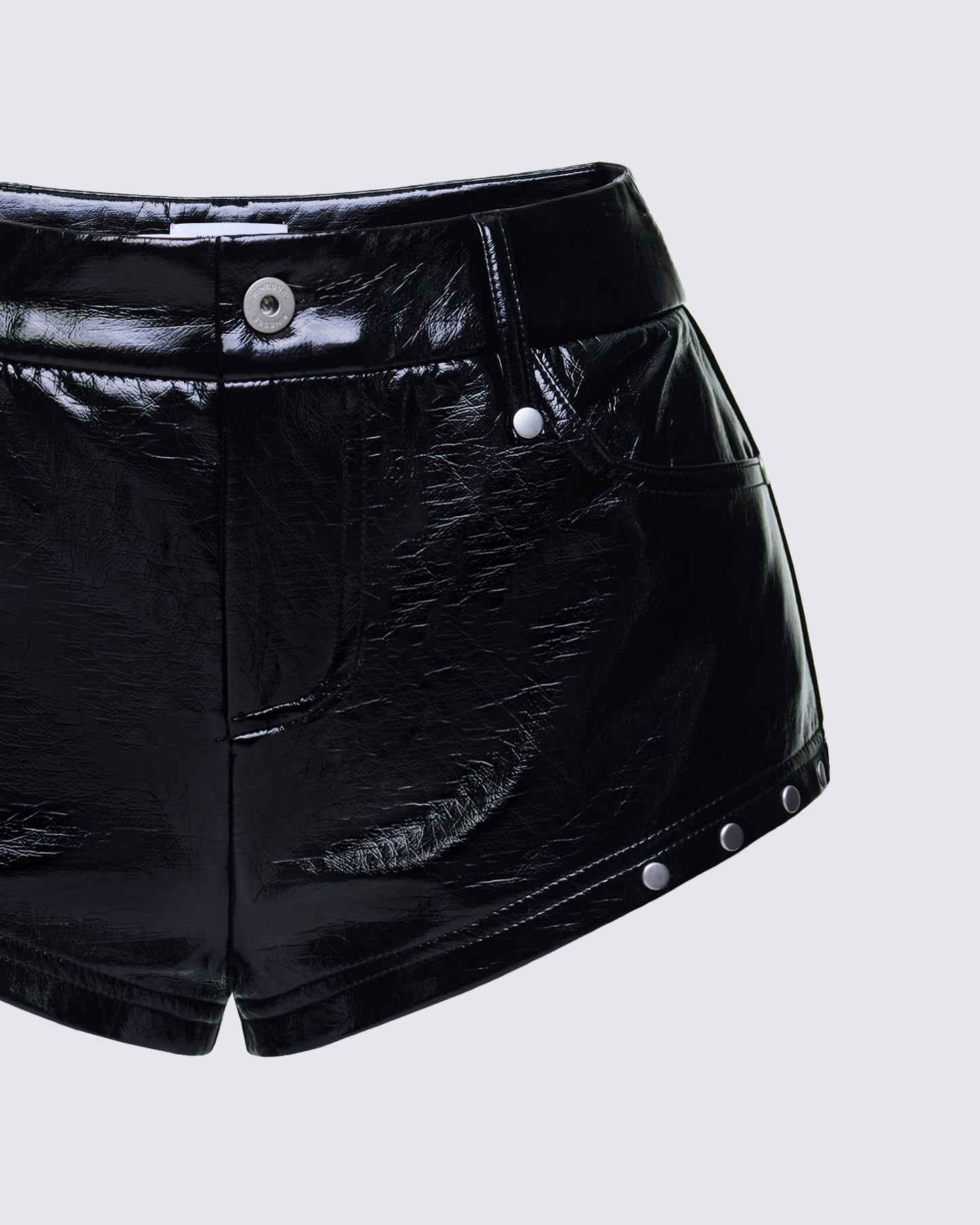 Sible Black High Shine Stud Belted Shorts