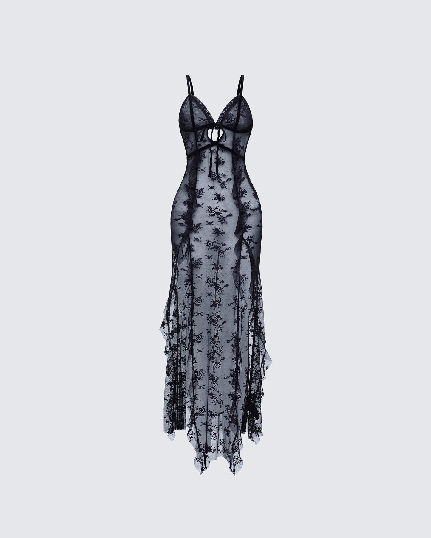 Sorelle Black Lace Maxi Dress product front