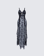 Sorelle Black Lace Maxi Dress product front
