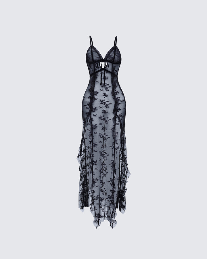 Sorelle Black Lace Maxi Dress product front
