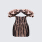 Starrah Brown Lace Ruffle Trim Mini Dress product front