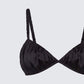 Suzanna Black Satin Gathered Bra Top