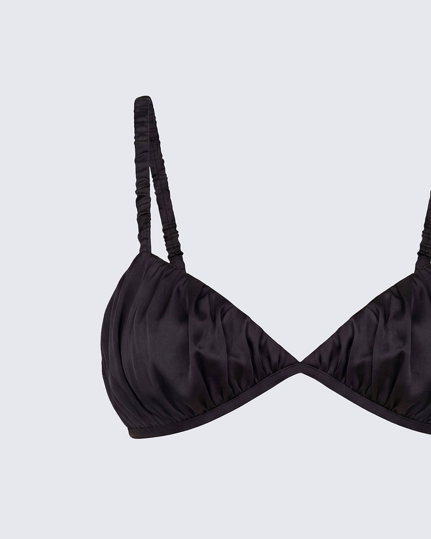 Suzanna Black Satin Gathered Bra Top