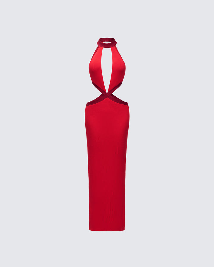 Sydney Multi Red Binding Cutout Maxi Dress product front