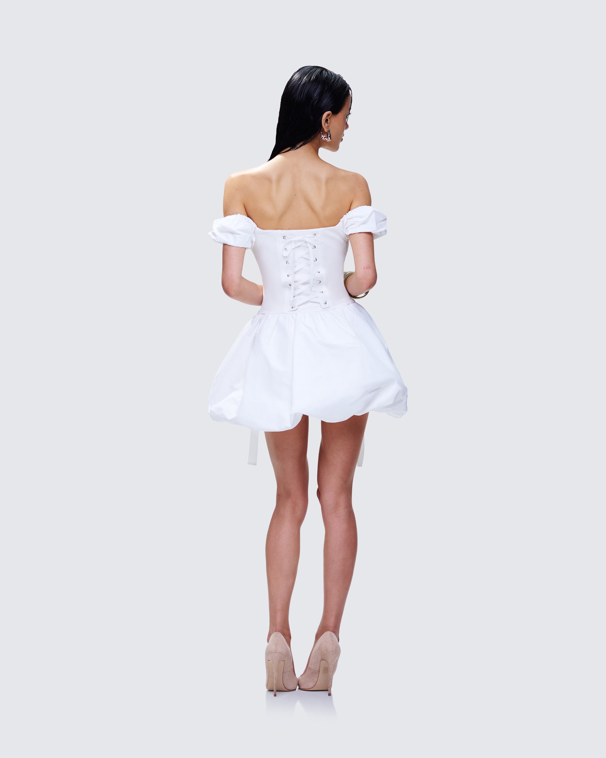 White Corset Mini Dress - Off Shoulder Bustier Style 1x White Corset Mini Dress - Off Shoulder Bustier Style 1x