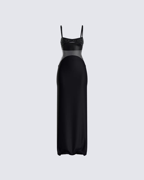 Emprada Women's Molly Black Rhinestone Maxi Dress XL / Black