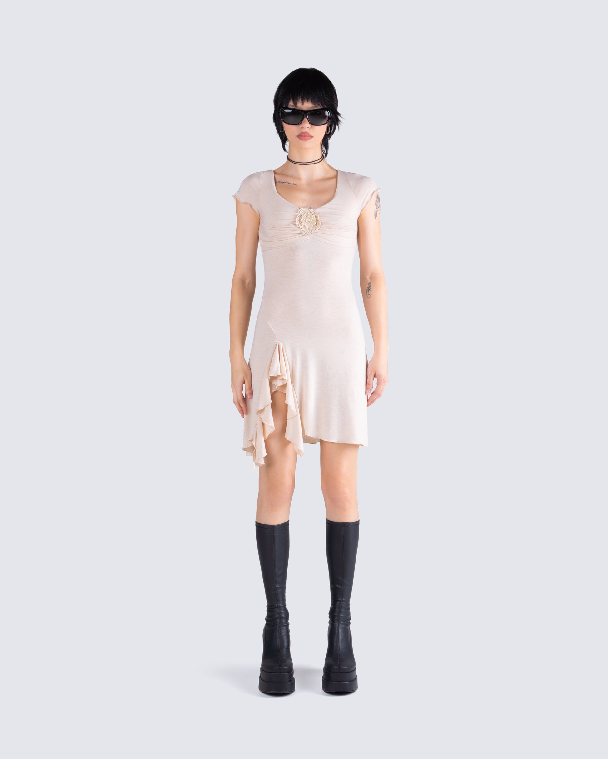 jersey ruffle dress ASOS Design - High Neck Drape Ruffle Maxi Dress - Women - Polyamide/Elastane - 8 US