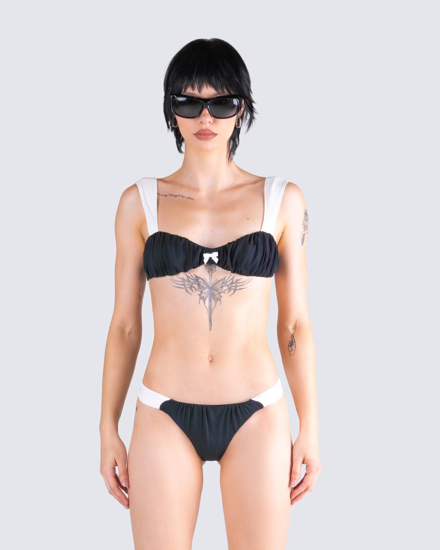 Taika Black Shirred Bikini Top