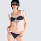 Taika Black Shirred Bikini Top