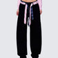 Taliah Black Denim Tie Detail Jeans model front