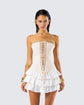 Tameka White Underbust Corset With Tissue Flocking
