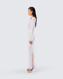 Tanith White Lace Maxi Dress – FINESSE