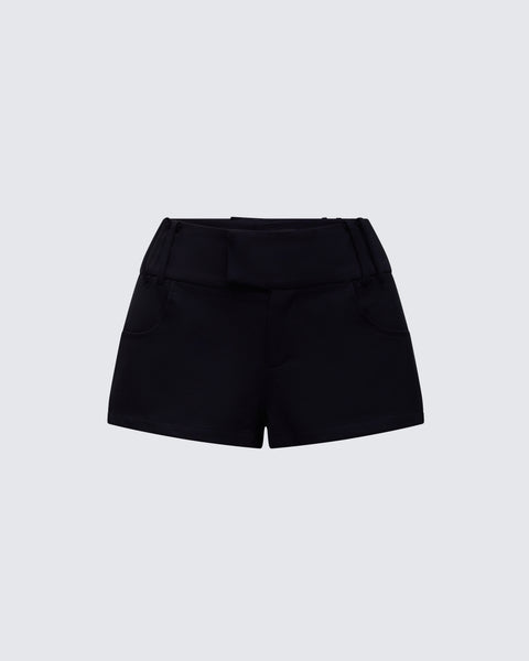 Black Tailored Micro Shorts - High Waisted Mini – FINESSE