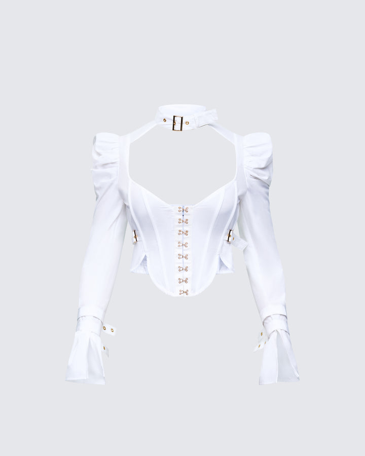 Tashi White Strap Detail Top product front