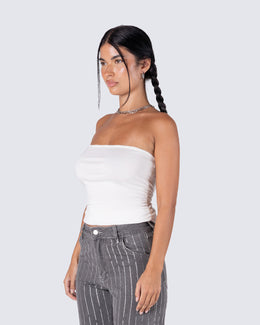 Aaliyah White Jersey Tube Top – FINESSE