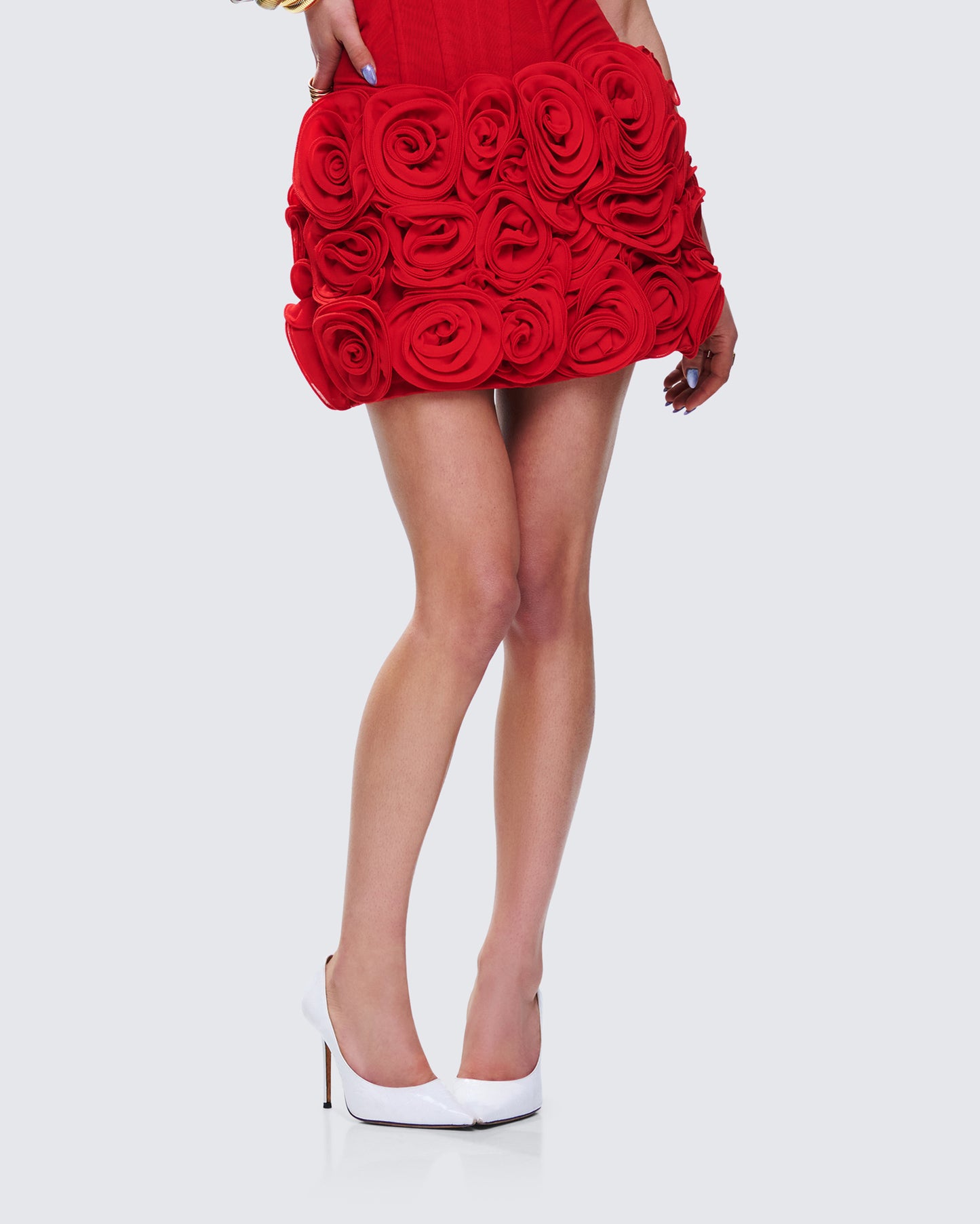 Tayah Red Ruffle Applique Mini Skirt