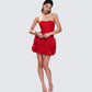 Tayah Red Ruffle Applique Mini Skirt