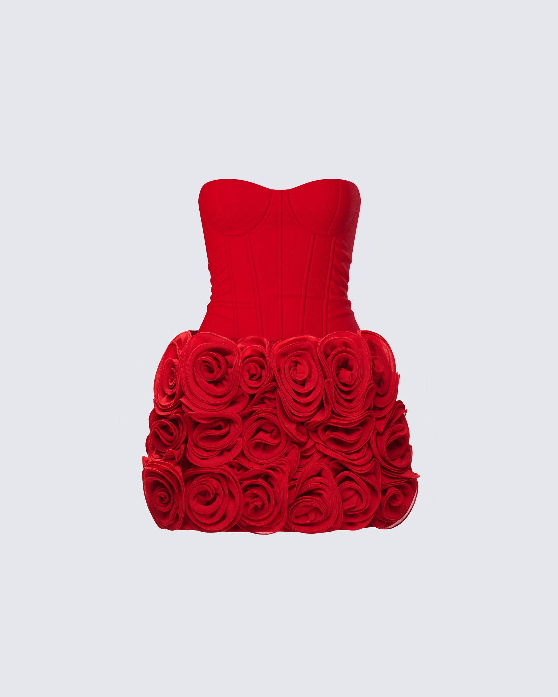 Red Rosette Mini Dress - Strapless Corset Party FINESSE Red Rosette Mini Dress - Strapless Corset Party FINESSE