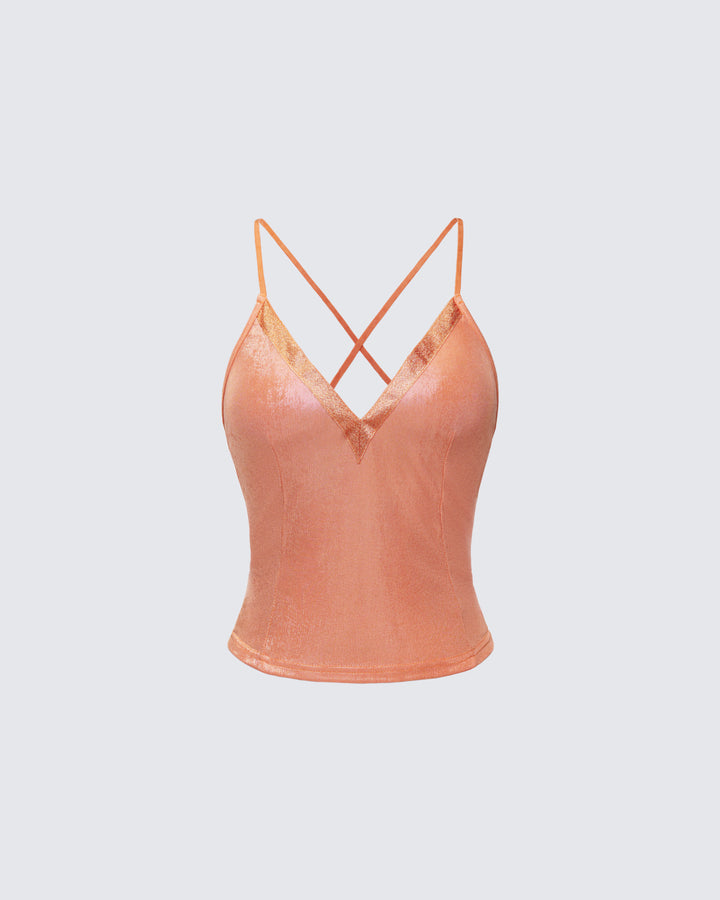 Teenay Gold Plunge Neck Strappy Cami product front