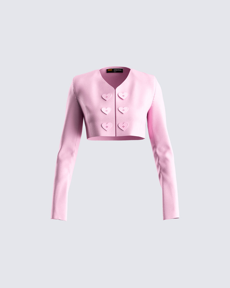 Teresa Pink Heart Button Jacket