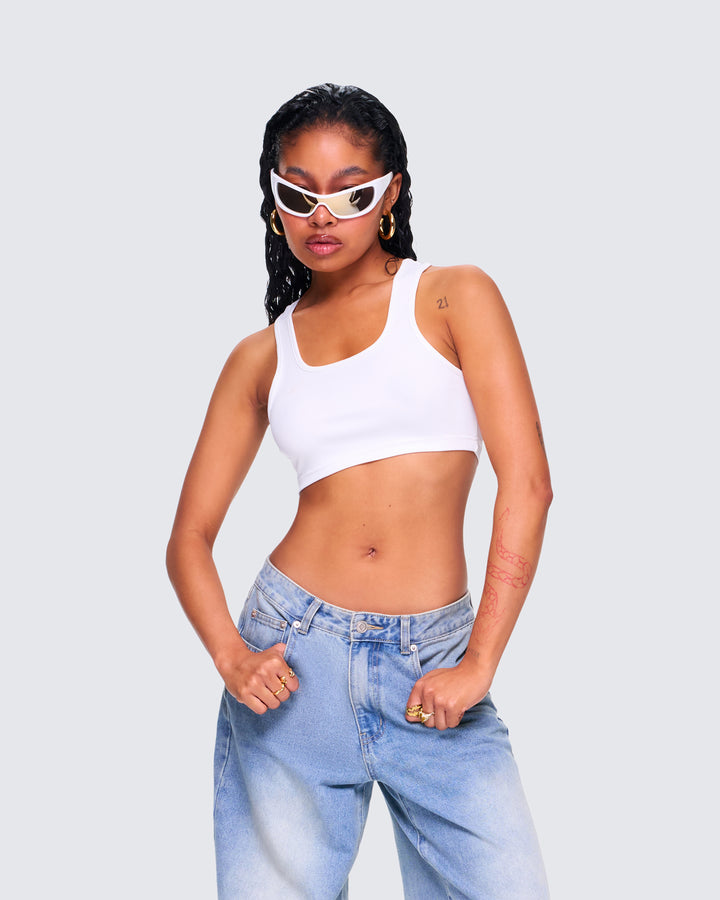 Women's tan tank top alternate angle – FINESSE