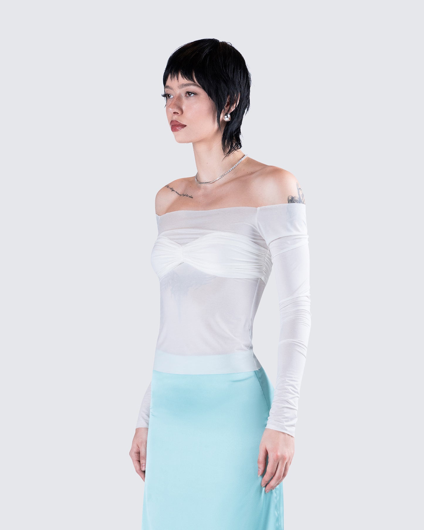 Theo White Sheer Knit Top