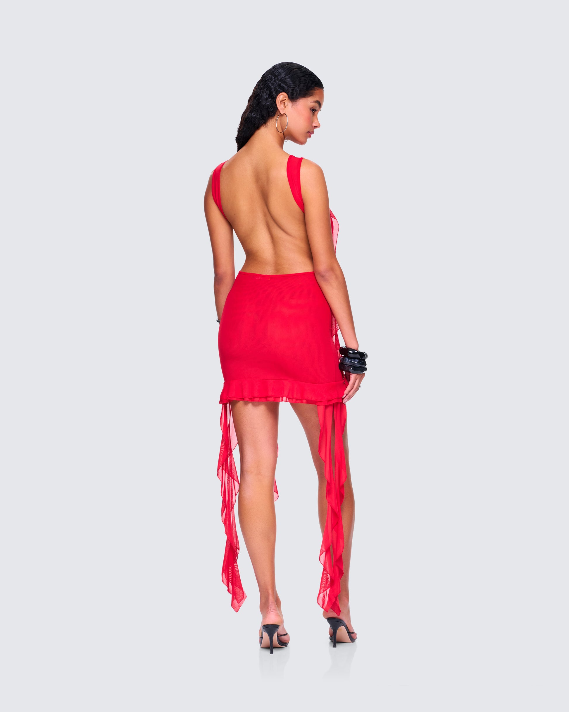 red ruffle mini dress Red Ruffle Mini Dress