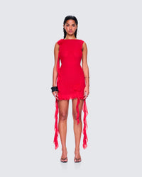 Tiana Red Ruffle Rosette Dress