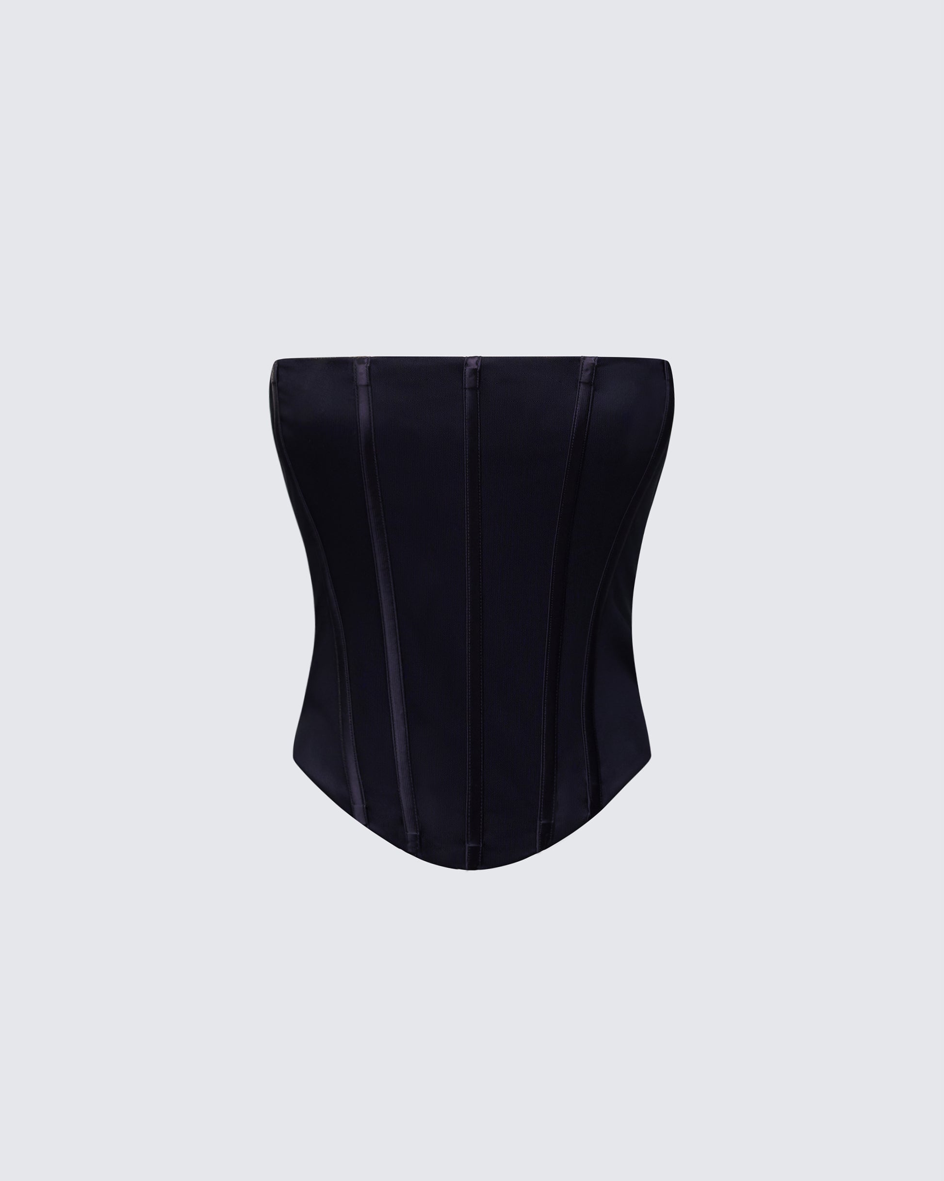 Tina Black Mesh Corset Top product front