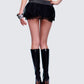 Titan Black Denim Puffball Mini Skirt