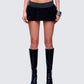 Titan Black Denim Puffball Mini Skirt model front