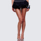 Titan Black Denim Puffball Mini Skirt