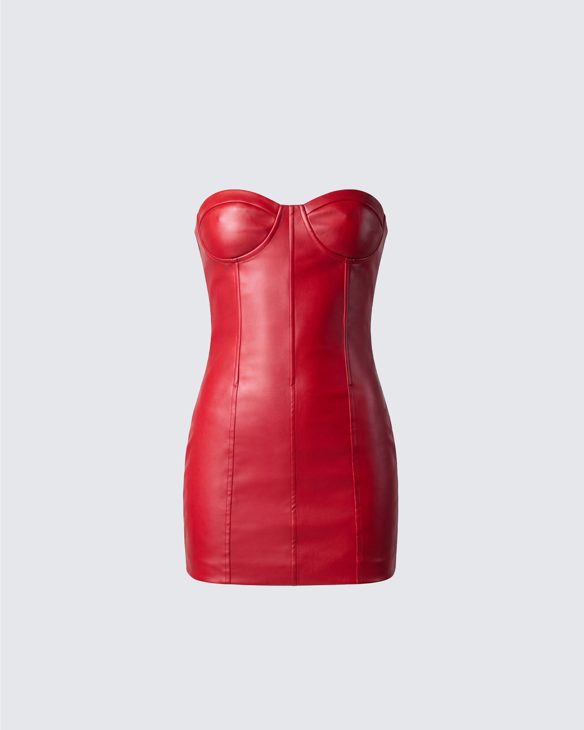 Red Vegan Leather Mini Dress