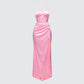 Trixa Pink Satin Cut Out Maxi Dress product front