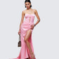 Trixa Pink Satin Cut Out Maxi Dress