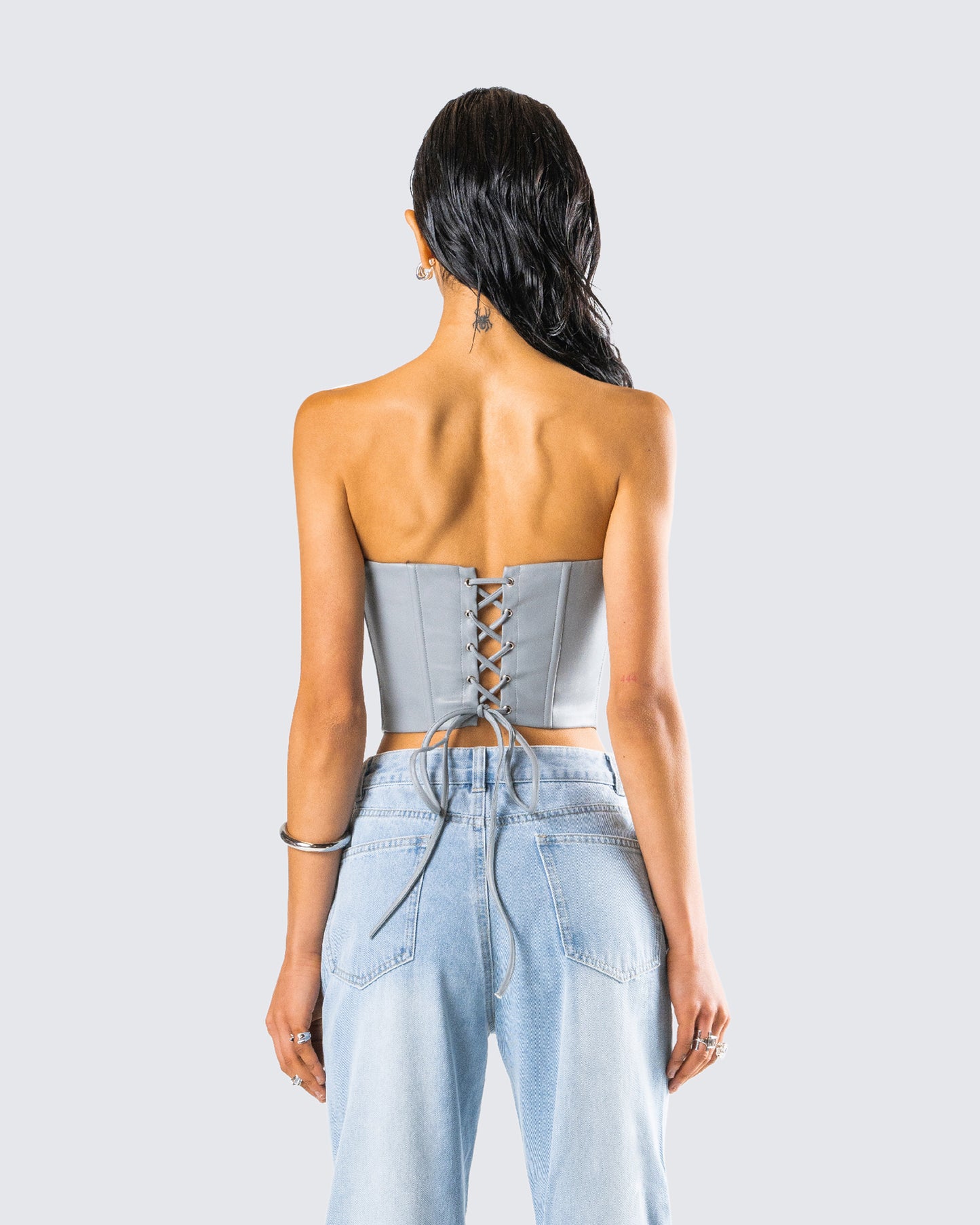 Tui Grey Vegan Leather Corset Top