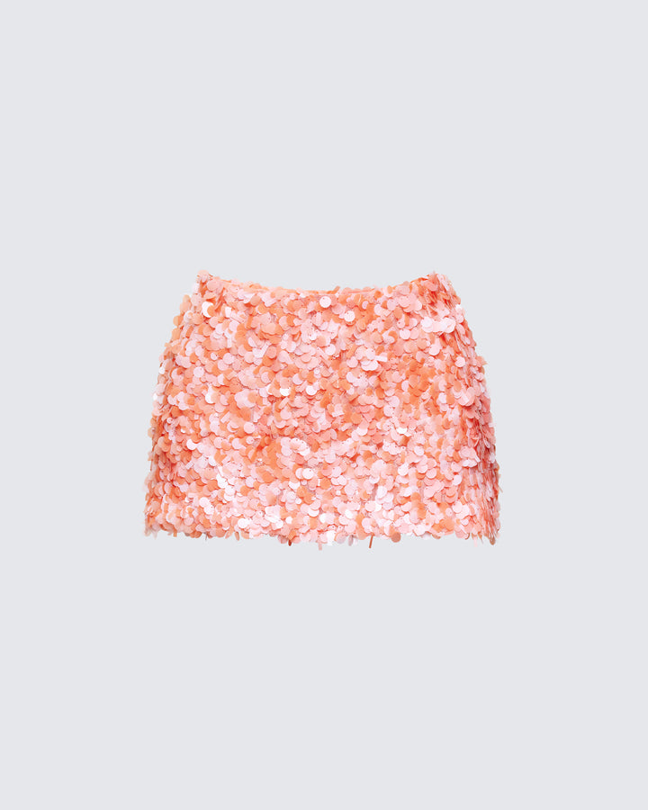 Twila Orange Shell Sequin Mini Skirt product front
