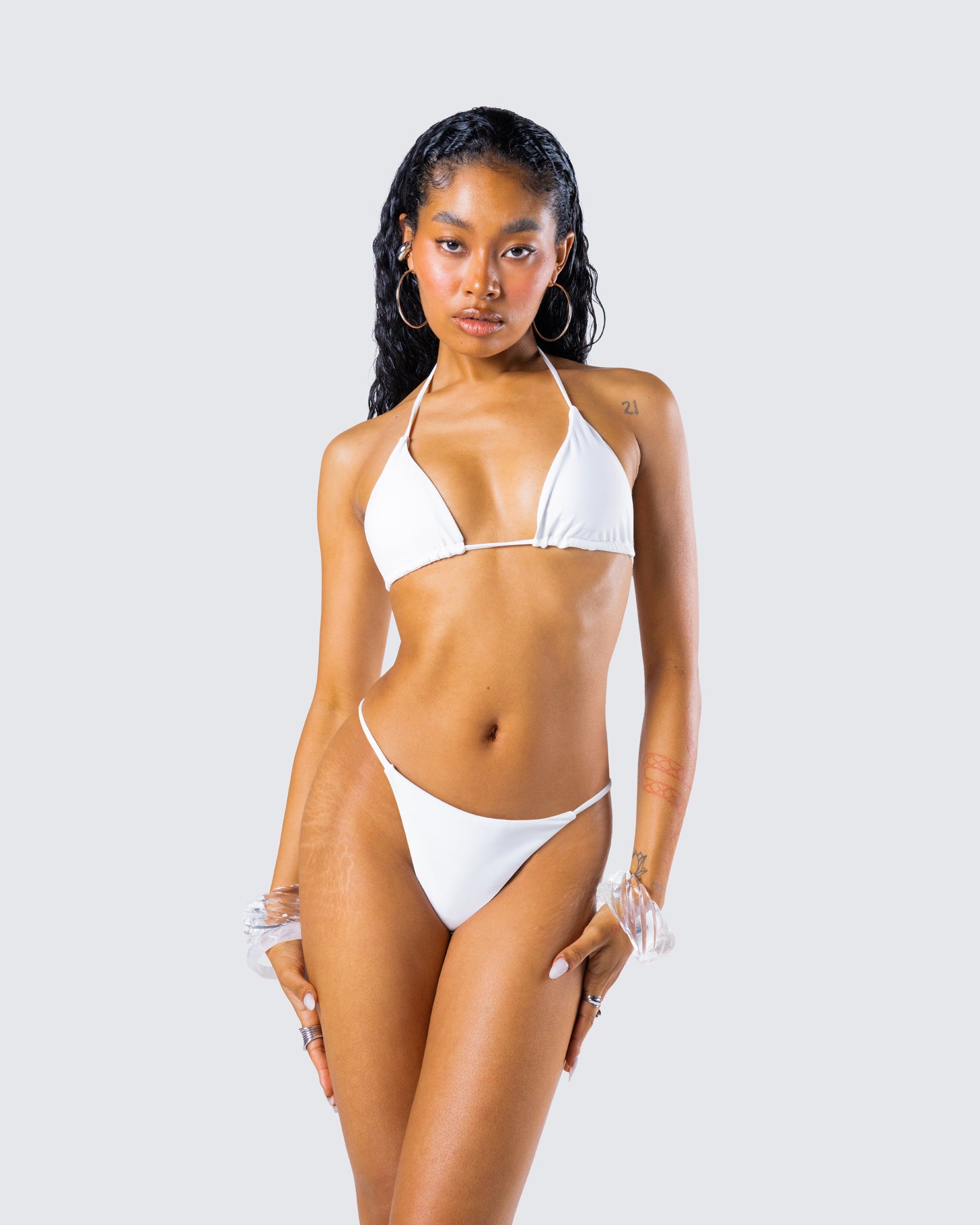 Twyla White Triangle Bikini Top