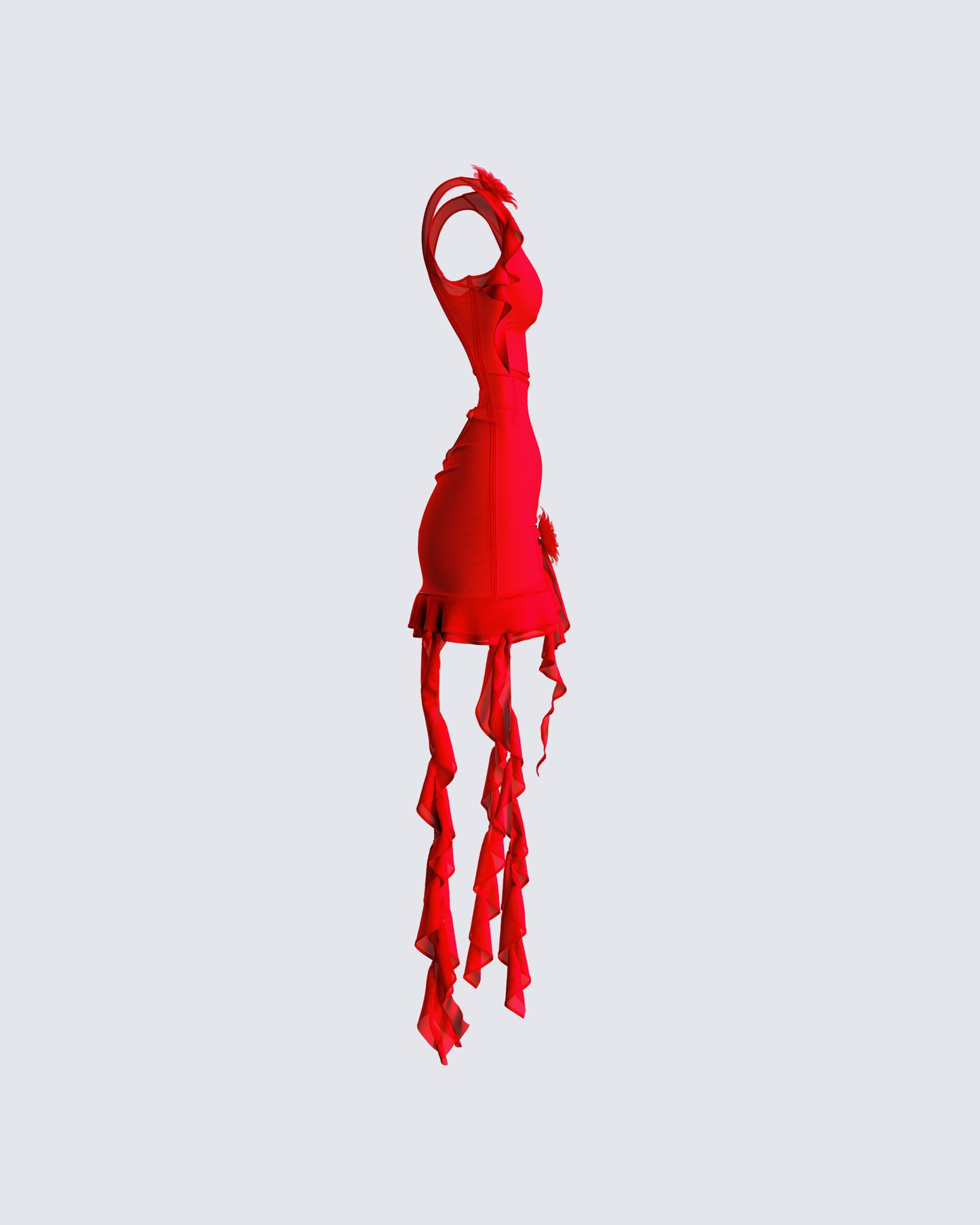 Tiana Red Ruffle Rosette Dress