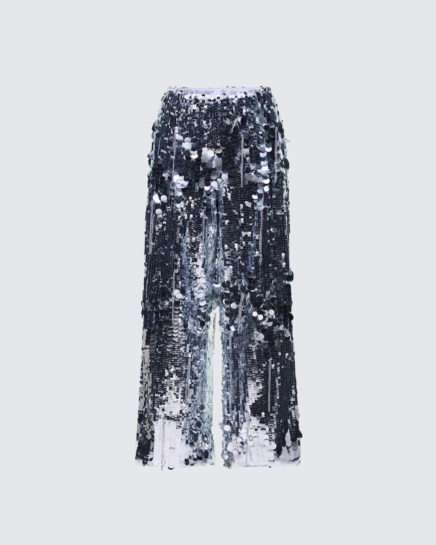 Tiva Ice Silver Sequin Chain High Waisted Pants product front