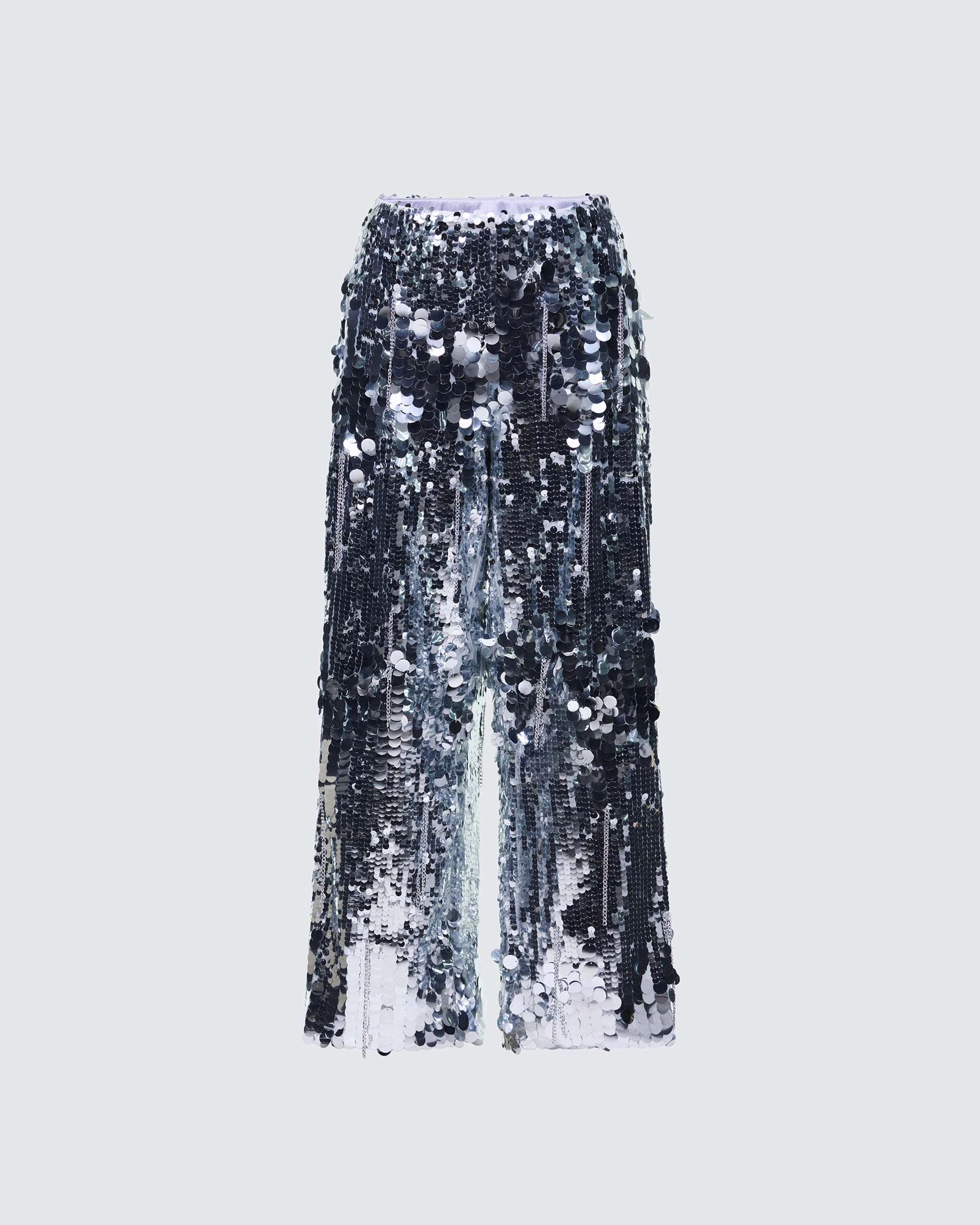 Tiva Ice Silver Sequin Chain High Waisted Pants product front