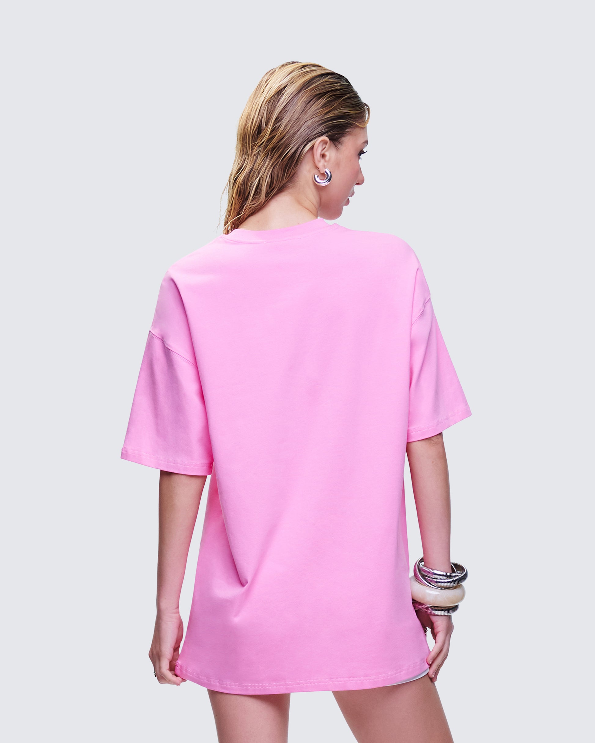 Ula Pink Printed Oversized Tee