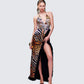 Ursula Orange Printed Wrap Maxi Dress