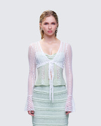 Ursuline White Lace Flare Sleeved Bolero