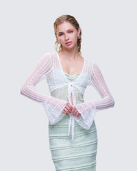 Ursuline White Lace Flare Sleeved Bolero