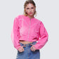 Uzma Pink Denim Cropped Bomber Jacket