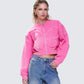 Uzma Pink Denim Cropped Bomber Jacket