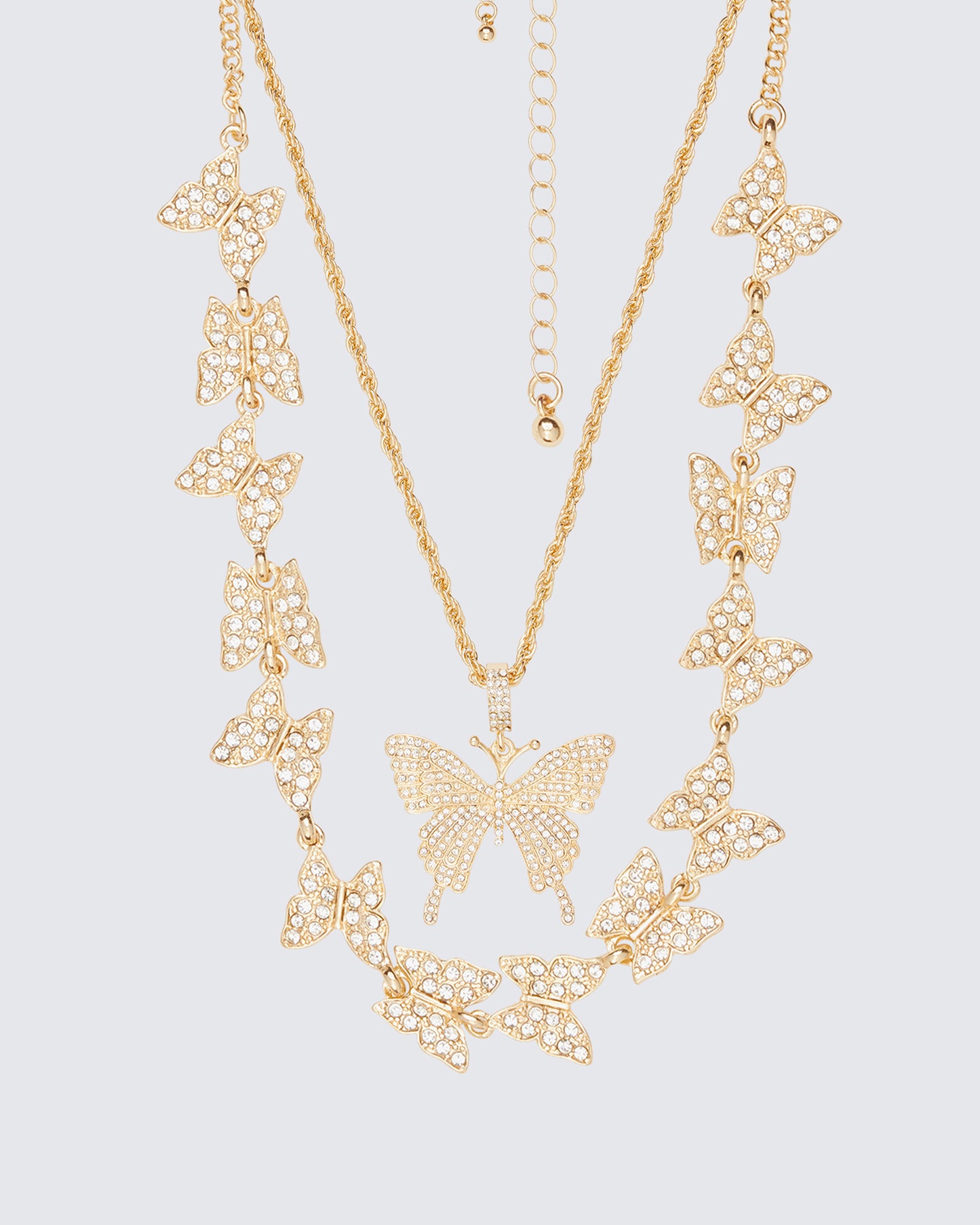 Val Gold Butterfly Necklace Stack